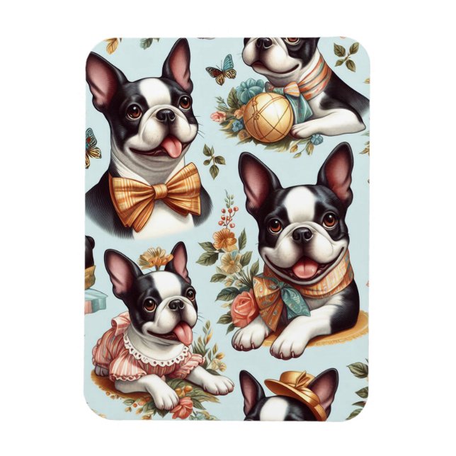 Imán Ilustracion del Terrier de Boston (Vertical)