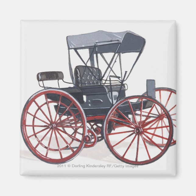 Imán Ilustracion del transporte sin caballos (Frente)