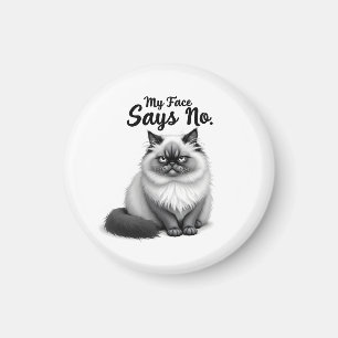 Imán Ilustración Divertida de Cara de Gato – Arte de Ga