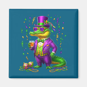 Imán Ilustración divertida de Mardigator de Mardi Gras