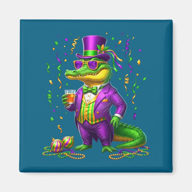 Imán Ilustración divertida de Mardigator de Mardi Gras  (Frente)