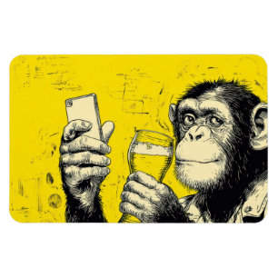 Imán Ilustración divertida de mono tomando selfie – Chi