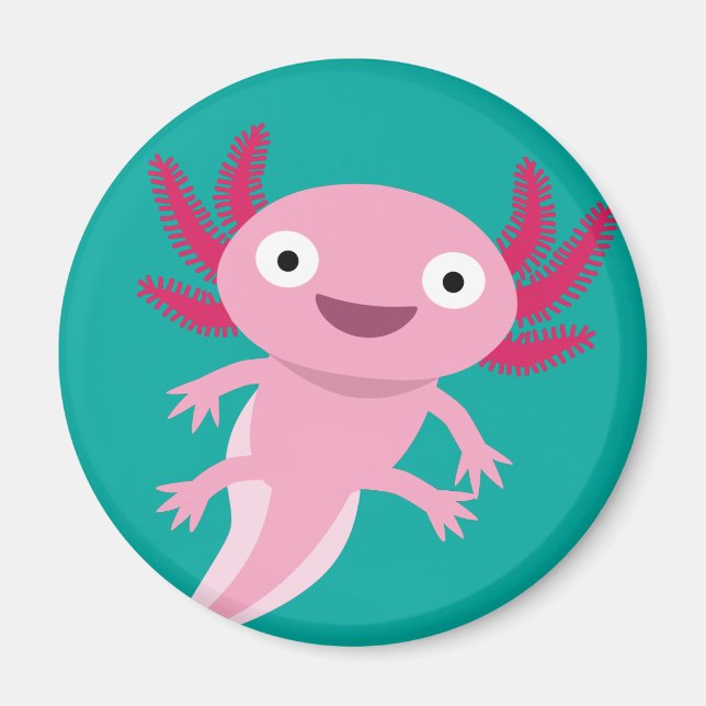 Imán Ilustracion divertido Axolotl (Frente)