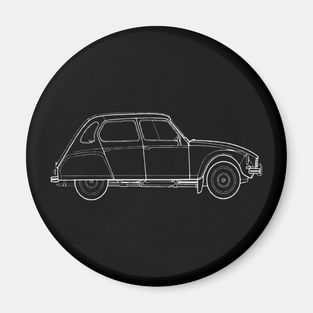 Imán Ilustracion Dyane Minimalista White Blueprint (Frente)