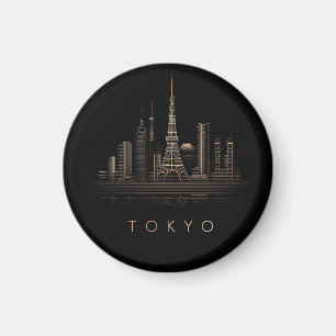 Imán Ilustración elegante de la silueta urbana de Tokio