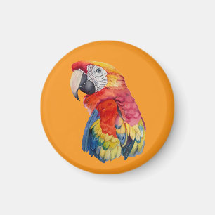 Imán Ilustración en Acuarela de Loro Colorido