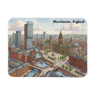 Imán Ilustración en acuarela de Mánchester Inglaterra