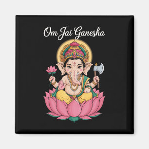 Imán Ilustración Espiritual Ganesha Loto Om Jai Diciend