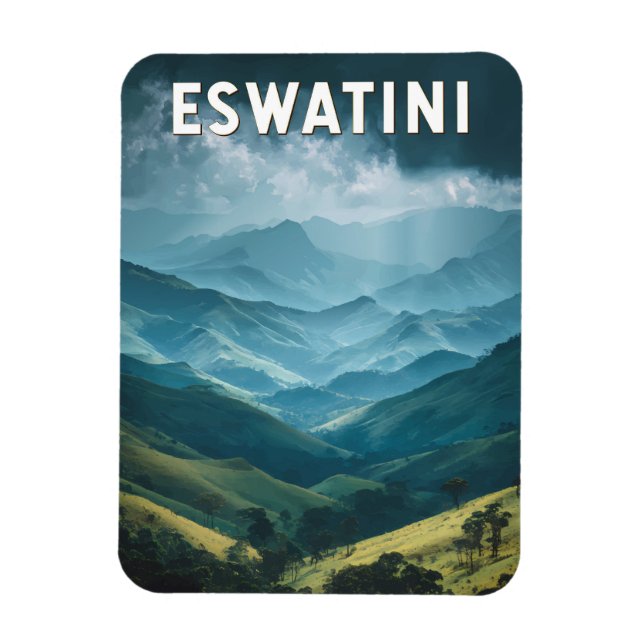 Imán Ilustracion Eswatini Viaje Arte Vintage (Vertical)