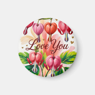 Imán Ilustración floral de corazón sangrante con Love Y