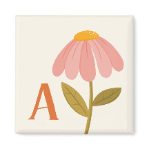 Ilustración floral dibujada a mano con inicial de