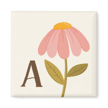 Ilustración floral dibujada a mano con inicial de