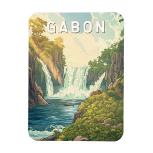 Imán Ilustracion Gabón Viaje de arte Vintage