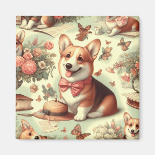 Imán Ilustracion galés vintage Corgi Cardigan