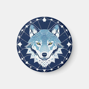 Imán Ilustración geométrica de un lobo