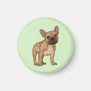 Imán Ilustración Gráfica de un Bulldog Francés Atigrado