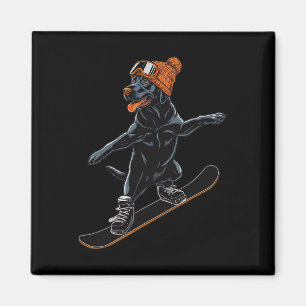 Imán Ilustracion Guay Dog Snowboard Para Hombres Mujere