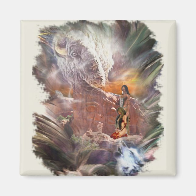 Imán Ilustración india americana de la noche de boda (Frente)