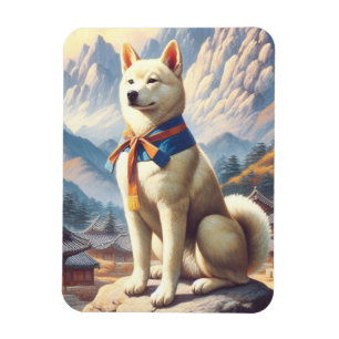 Imán Ilustracion Jindo coreano vintage