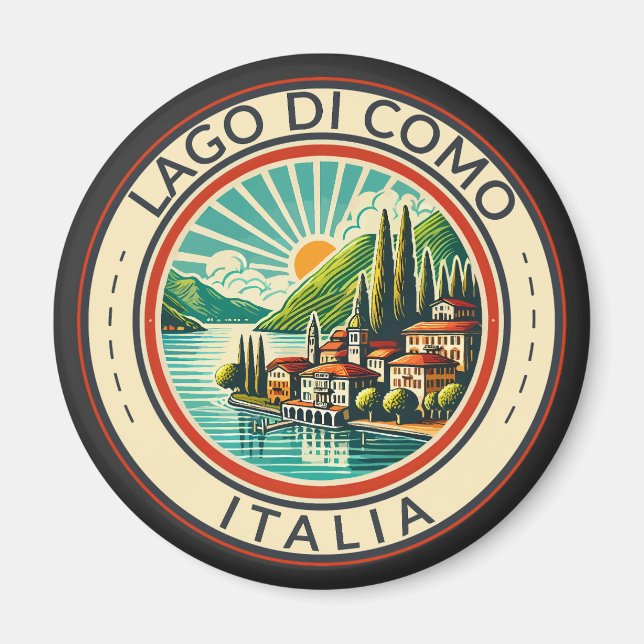 Imán Ilustracion Lago de Como Italia (Frente)