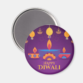 Imán Ilustracion luminoso Diwali rosa púrpura