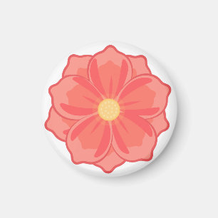 Imán Ilustración minimalista de flor en floración rosa