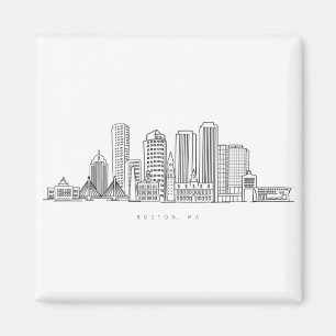 Imán Ilustracion minimalista de la ciudad de Boston
