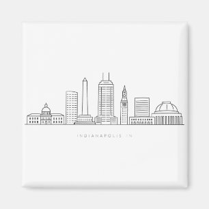 Imán Ilustración minimalista del horizonte de Indianápo