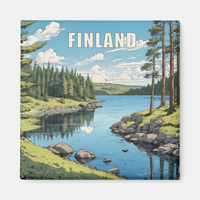 Imán Ilustracion Natural de Finlandia (Frente)