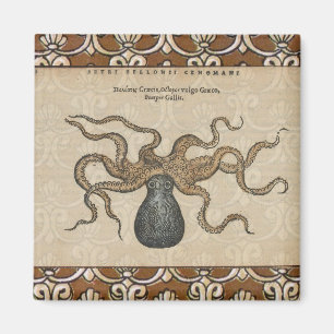 Imán Ilustracion Octopus Kraken Vintage