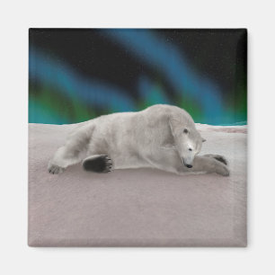 Imán Ilustración pacífica de oso polar ártico en la nat