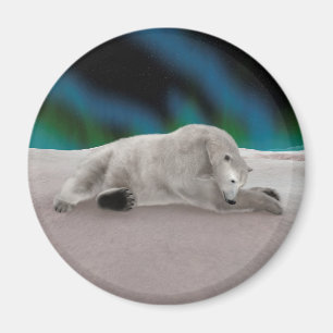 Imán Ilustración pacífica de oso polar ártico en la nat