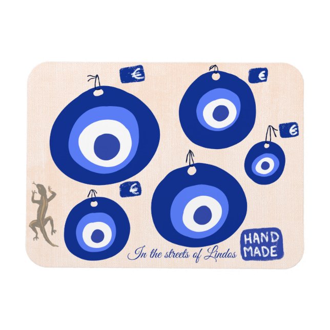 Imán Ilustración personalizada del ojo maligno griego c (Horizontal)