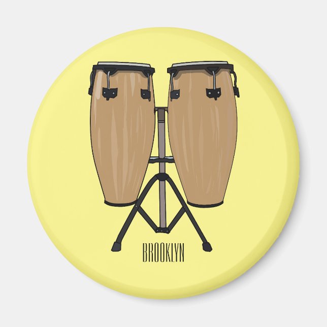 Imán Ilustracion personalizado Bongo drum (Frente)
