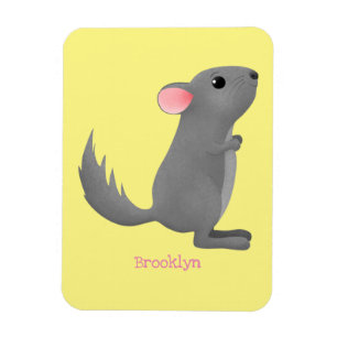 Imán Ilustracion personalizado chinchilla gris suave