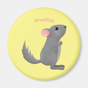 Imán Ilustracion personalizado chinchilla gris suave