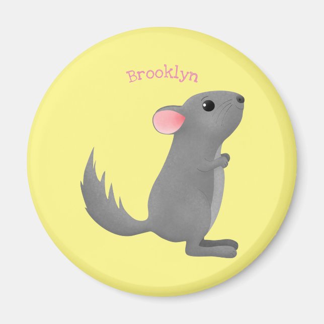 Imán Ilustracion personalizado chinchilla gris suave (Frente)