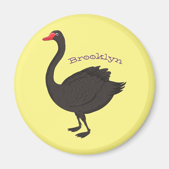 Imán Ilustracion personalizado cisne negro (Frente)