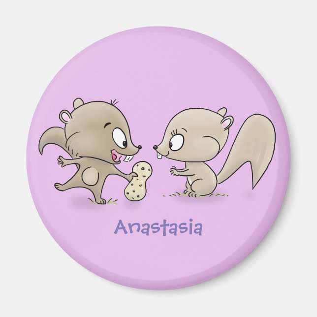 Imán Ilustracion personalizado de ardillas graciosas (Frente)