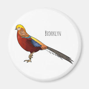 Imán Ilustracion personalizado de aves de faisán dorado