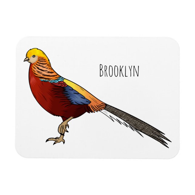 Imán Ilustracion personalizado de aves de faisán dorado (Horizontal)