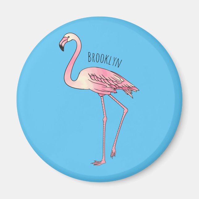 Imán Ilustracion personalizado de aves de Flamingo (Frente)