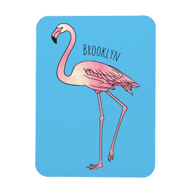 Imán Ilustracion personalizado de aves de Flamingo (Vertical)