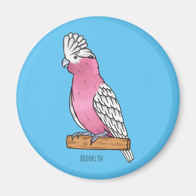 Imán Ilustracion personalizado de aves Galah (Frente)