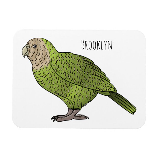 Imán Ilustracion personalizado de aves Kakapo (Horizontal)