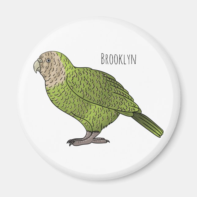 Imán Ilustracion personalizado de aves Kakapo (Frente)