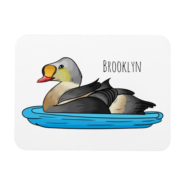 Imán Ilustracion personalizado de aves King eider (Horizontal)