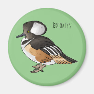 Imán Ilustracion personalizado de aves merganser con ca