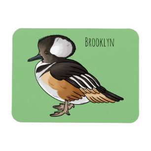 Imán Ilustracion personalizado de aves merganser con ca