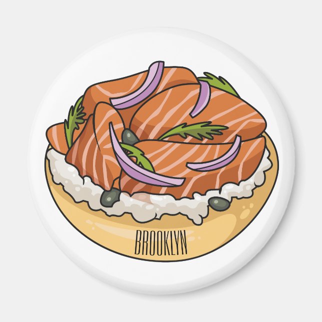 Imán Ilustracion personalizado de bagel de Salmon (Frente)